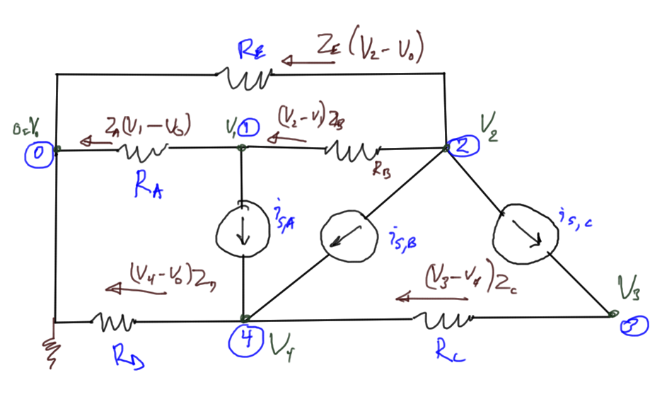 fig. 1.  Resistive circuit with current sources